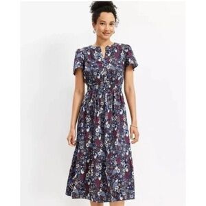 In Search of LOFT Smocked Midi Peacock Dress (MP)